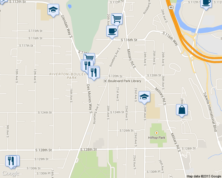 map of restaurants, bars, coffee shops, grocery stores, and more near 12044 20th Ave S in Seattle