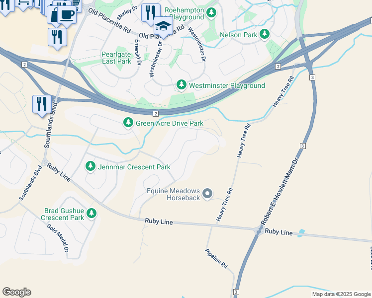 map of restaurants, bars, coffee shops, grocery stores, and more near 22 Dragonfly Pl in St. John's