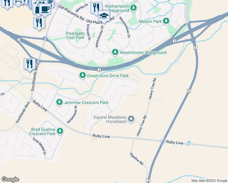 map of restaurants, bars, coffee shops, grocery stores, and more near 20 Dragonfly Pl in St. John's