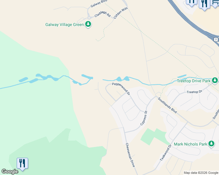 map of restaurants, bars, coffee shops, grocery stores, and more near 61 Pepperwood Drive in St. John's