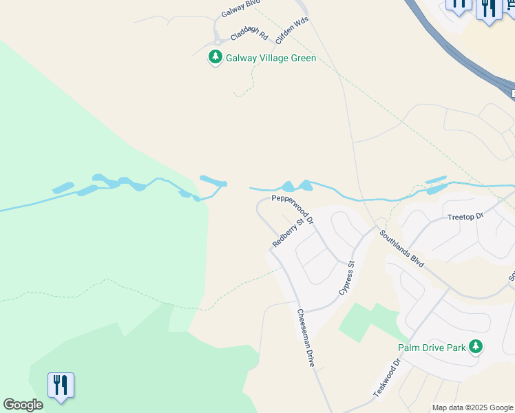 map of restaurants, bars, coffee shops, grocery stores, and more near 77 Pepperwood Drive in St. John's