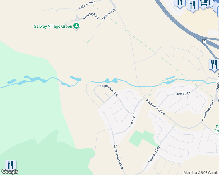 map of restaurants, bars, coffee shops, grocery stores, and more near 43 Pepperwood Drive in St. John's