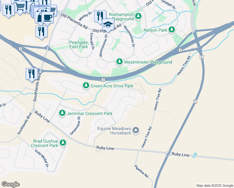 map of restaurants, bars, coffee shops, grocery stores, and more near 127 Diamond Marsh Drive in St. John's