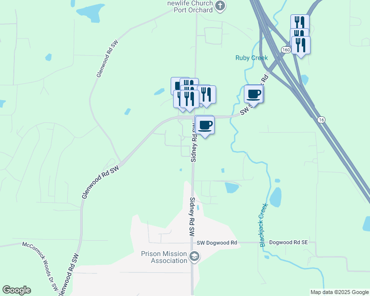 map of restaurants, bars, coffee shops, grocery stores, and more near 426 Southwest Hayworth Drive in Port Orchard