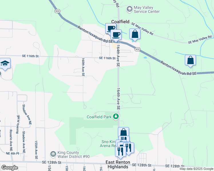 map of restaurants, bars, coffee shops, grocery stores, and more near 12007 164th Avenue Southeast in Renton