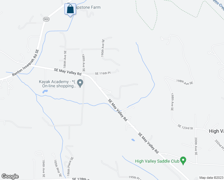 map of restaurants, bars, coffee shops, grocery stores, and more near 19010 Southeast May Valley Road in Issaquah