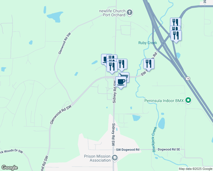 map of restaurants, bars, coffee shops, grocery stores, and more near 410 Southwest Hayworth Drive in Port Orchard