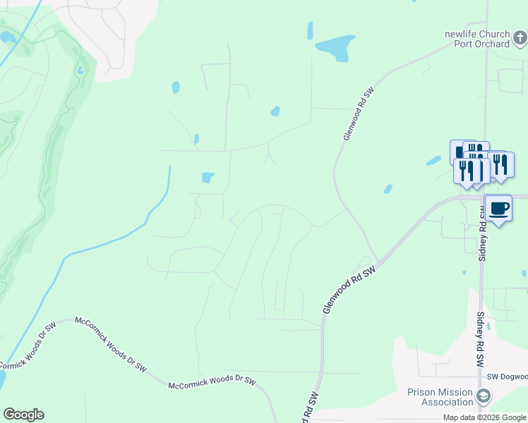 map of restaurants, bars, coffee shops, grocery stores, and more near 1100 Southwest Harper Road in Port Orchard
