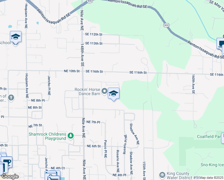map of restaurants, bars, coffee shops, grocery stores, and more near 15025 Southeast 117th Street in Renton