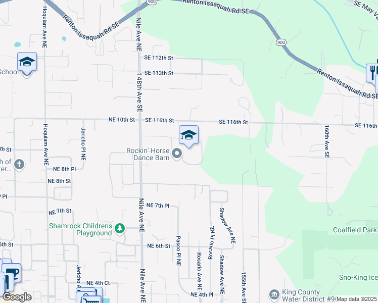 map of restaurants, bars, coffee shops, grocery stores, and more near 15025 SE 117th St in Renton