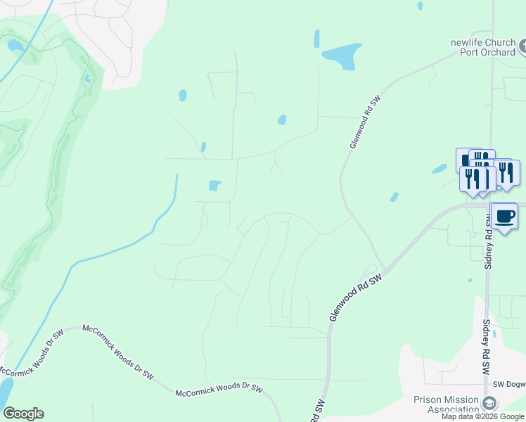 map of restaurants, bars, coffee shops, grocery stores, and more near 1100 Southwest Harper Road in Port Orchard