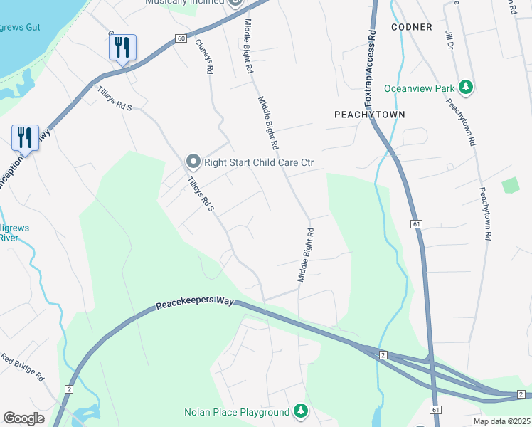 map of restaurants, bars, coffee shops, grocery stores, and more near 60 Tildacane Place in Conception Bay South