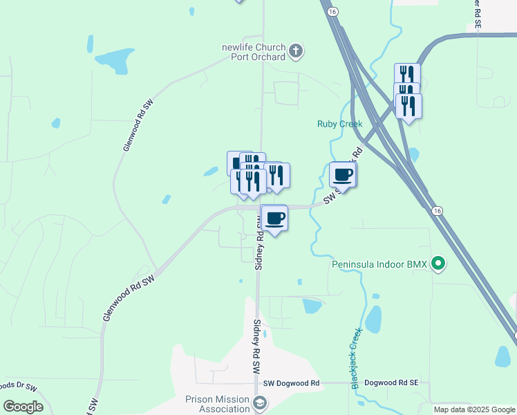 map of restaurants, bars, coffee shops, grocery stores, and more near 456 Southwest Sedgwick Road in Port Orchard