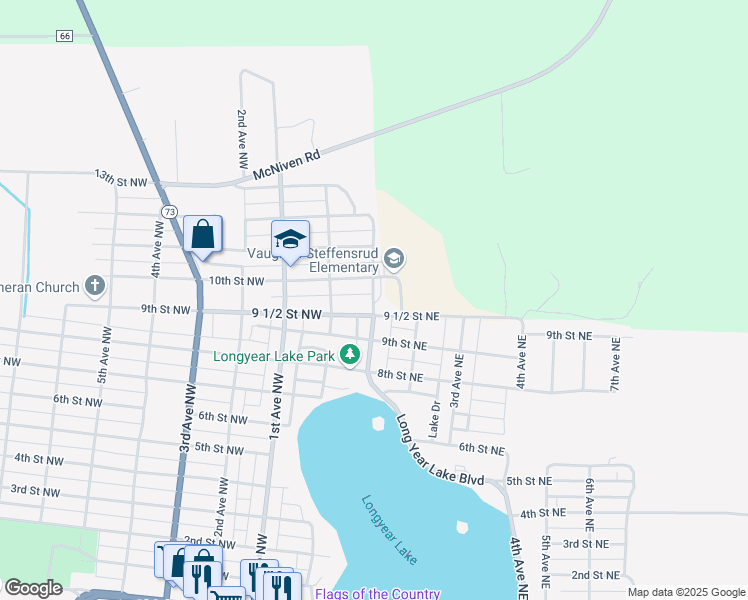 map of restaurants, bars, coffee shops, grocery stores, and more near 1000 1st Avenue Northeast in Chisholm