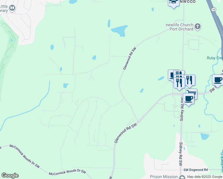 map of restaurants, bars, coffee shops, grocery stores, and more near 5528 Glenwood Road Southwest in Port Orchard