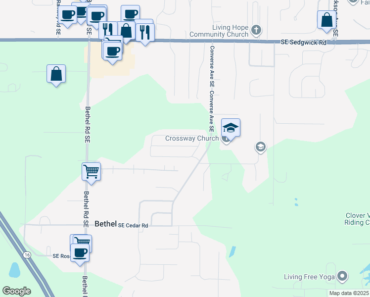 map of restaurants, bars, coffee shops, grocery stores, and more near 2102 Southeast Richmond Lane in Port Orchard
