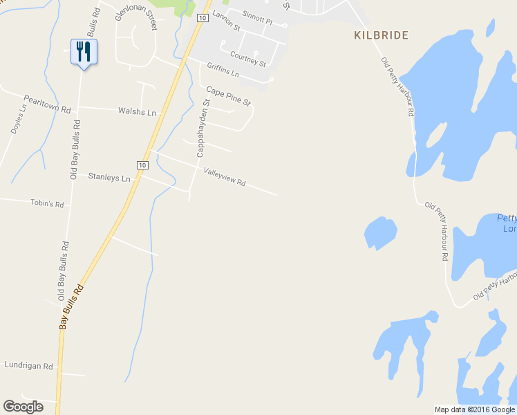 map of restaurants, bars, coffee shops, grocery stores, and more near 76 A Valleyview Road in St. John's