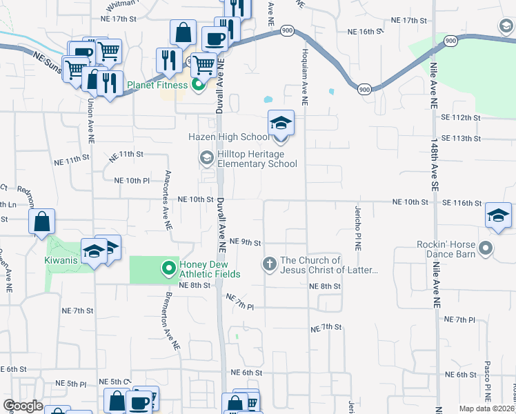 map of restaurants, bars, coffee shops, grocery stores, and more near 965 Field Avenue Northeast in Renton