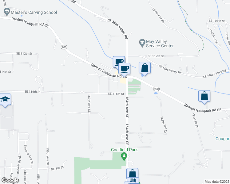 map of restaurants, bars, coffee shops, grocery stores, and more near 11453 163rd Avenue Southeast in Renton