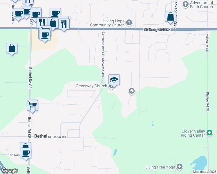 map of restaurants, bars, coffee shops, grocery stores, and more near 5455 Converse Avenue Southeast in Port Orchard