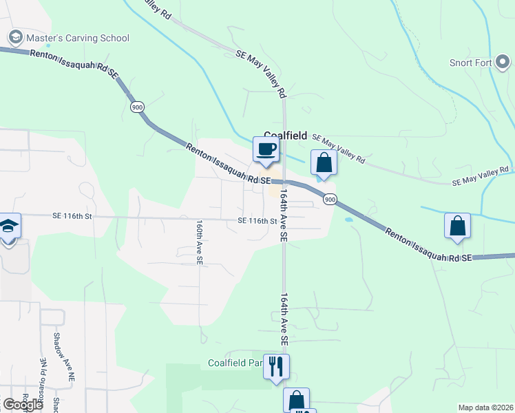 map of restaurants, bars, coffee shops, grocery stores, and more near 11453 163rd Avenue Southeast in Renton