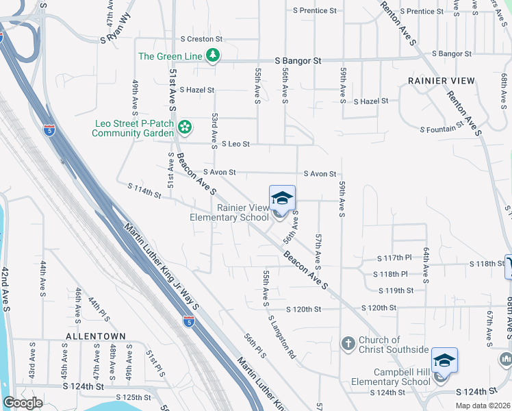 map of restaurants, bars, coffee shops, grocery stores, and more near South Augusta Street in Seattle