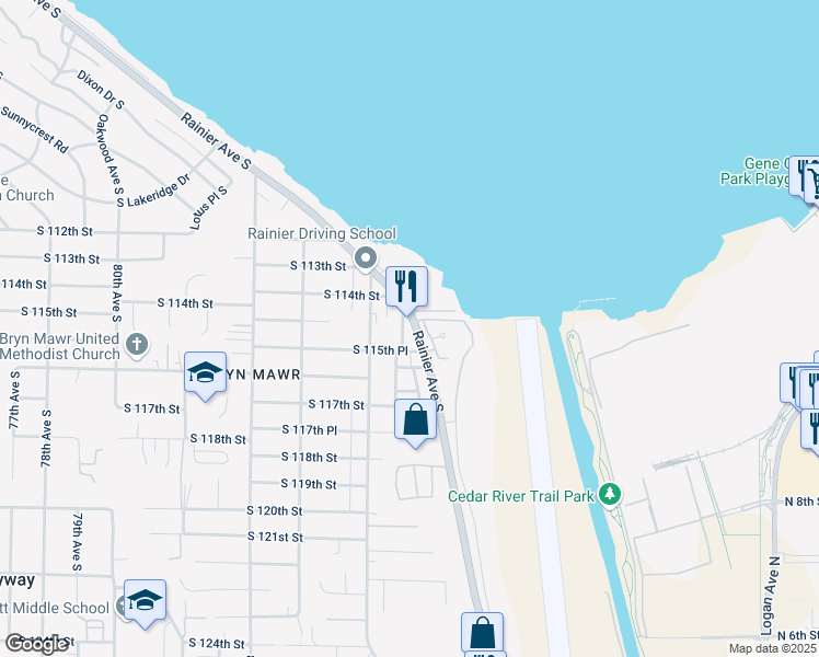 map of restaurants, bars, coffee shops, grocery stores, and more near 2317 Rainier Avenue South in Seattle