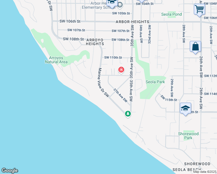 map of restaurants, bars, coffee shops, grocery stores, and more near 11234 37th Avenue Southwest in Seattle