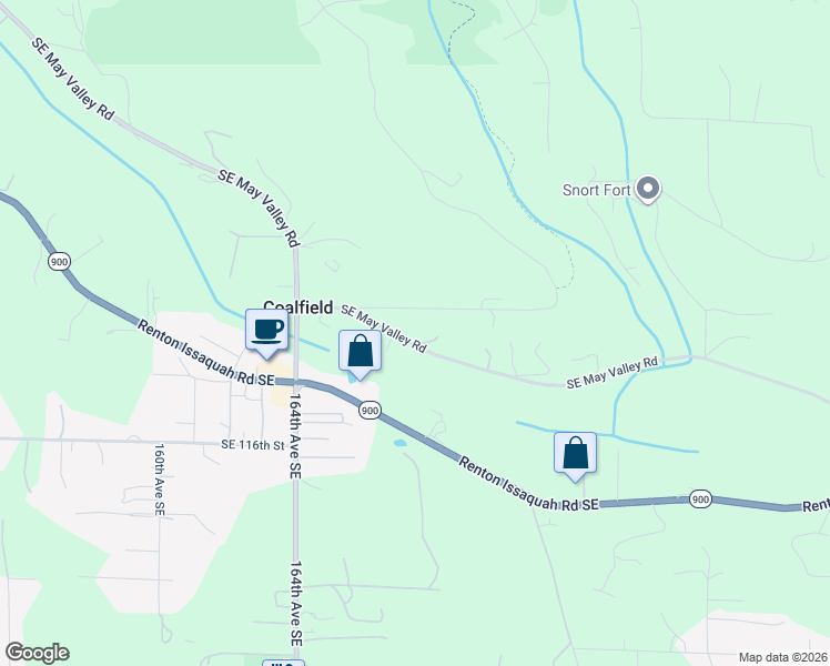 map of restaurants, bars, coffee shops, grocery stores, and more near 16712 Southeast May Valley Road in Newcastle