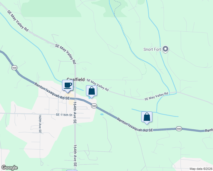 map of restaurants, bars, coffee shops, grocery stores, and more near 16712 Southeast May Valley Road in Newcastle