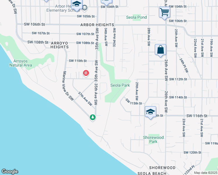 map of restaurants, bars, coffee shops, grocery stores, and more near 11322 32nd Avenue Southwest in Seattle