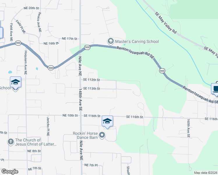 map of restaurants, bars, coffee shops, grocery stores, and more near 15034 Southeast 113th Street in Renton