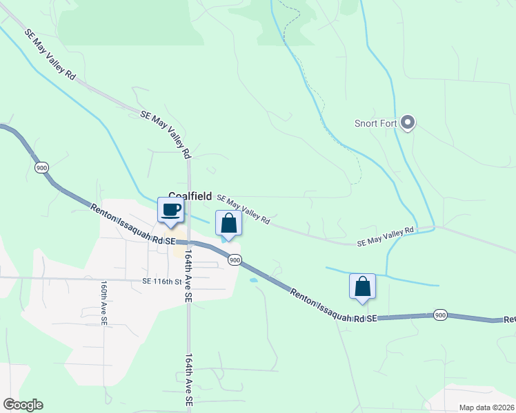 map of restaurants, bars, coffee shops, grocery stores, and more near 16712 Southeast May Valley Road in Newcastle