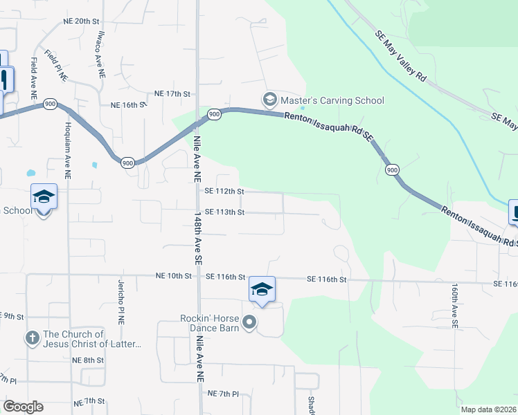 map of restaurants, bars, coffee shops, grocery stores, and more near 15034 Southeast 113th Street in Renton