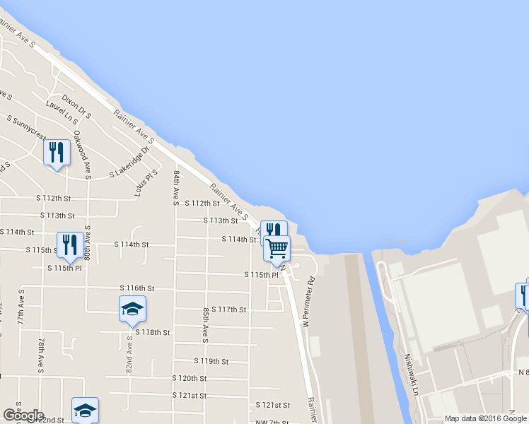 map of restaurants, bars, coffee shops, grocery stores, and more near 8726 South 113th Street in Seattle