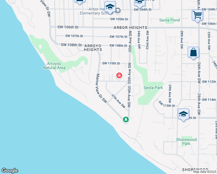 map of restaurants, bars, coffee shops, grocery stores, and more near 11234 37th Avenue Southwest in Seattle
