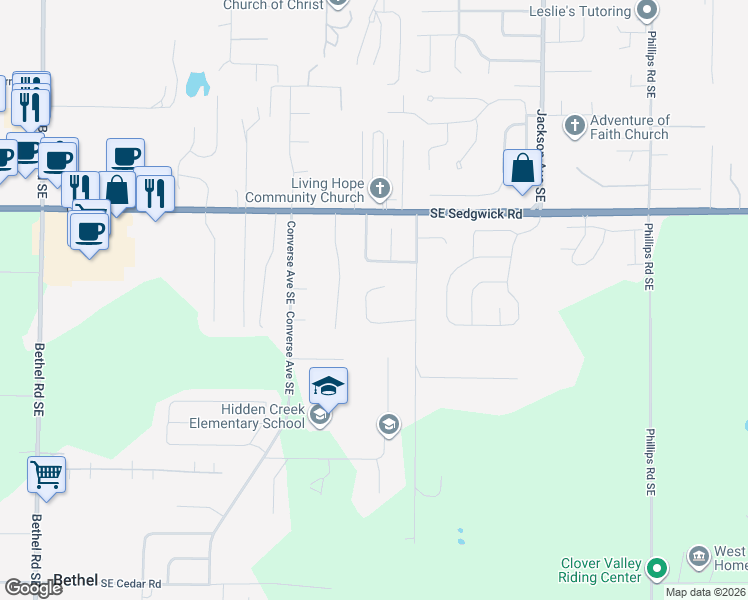 map of restaurants, bars, coffee shops, grocery stores, and more near 5165 Granada Place Southeast in Port Orchard
