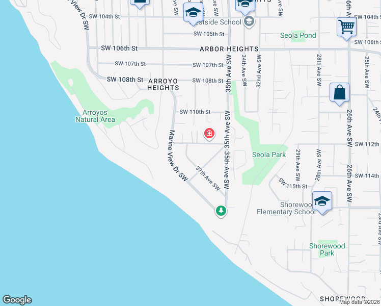 map of restaurants, bars, coffee shops, grocery stores, and more near 11234 37th Avenue Southwest in Seattle
