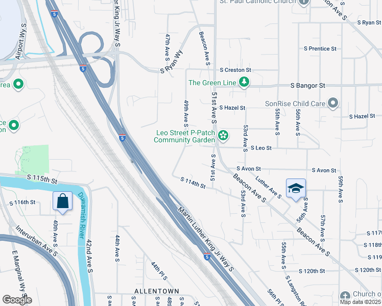map of restaurants, bars, coffee shops, grocery stores, and more near 4911 South 112th Street in Tukwila