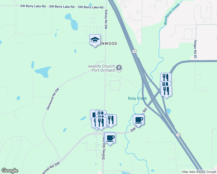 map of restaurants, bars, coffee shops, grocery stores, and more near 4999 Sidney Road Southwest in Port Orchard