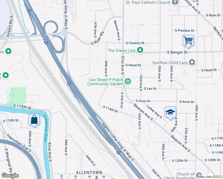 map of restaurants, bars, coffee shops, grocery stores, and more near 4911 South 112th Street in Tukwila