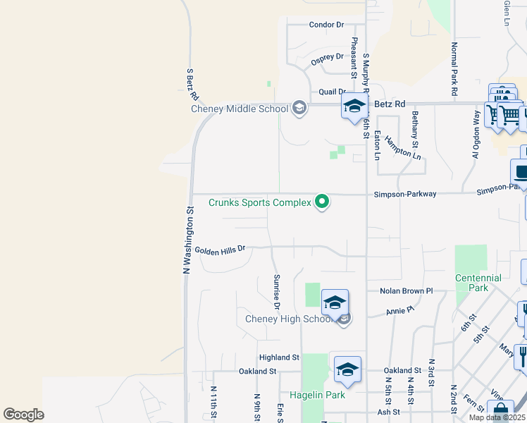 map of restaurants, bars, coffee shops, grocery stores, and more near in Cheney