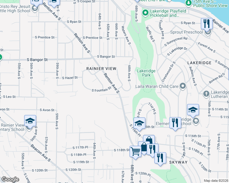 map of restaurants, bars, coffee shops, grocery stores, and more near in Seattle