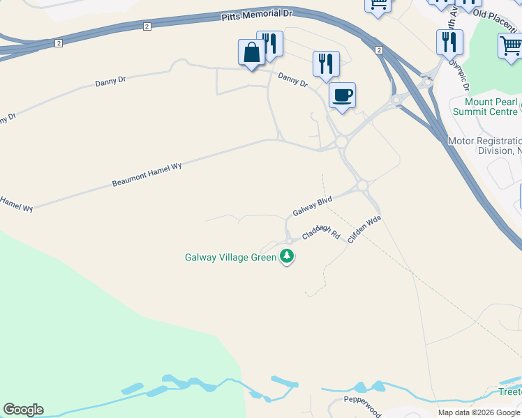 map of restaurants, bars, coffee shops, grocery stores, and more near 16 Terry Lane in St. John's