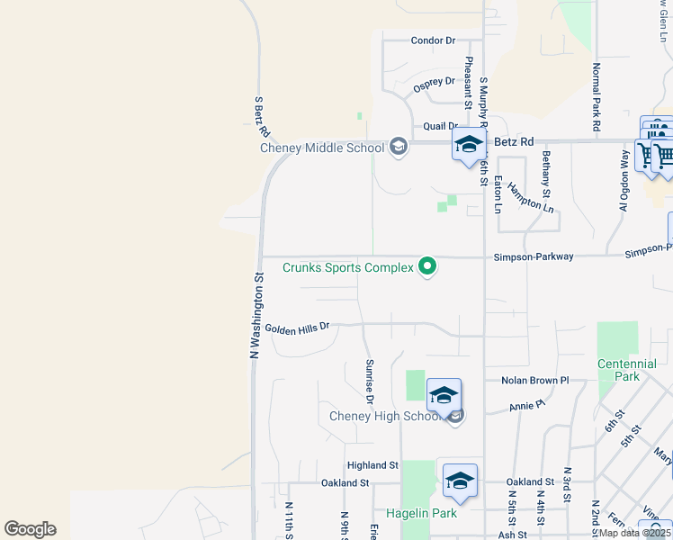 map of restaurants, bars, coffee shops, grocery stores, and more near in Cheney
