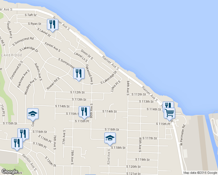 map of restaurants, bars, coffee shops, grocery stores, and more near 11017 Forest Avenue South in Seattle