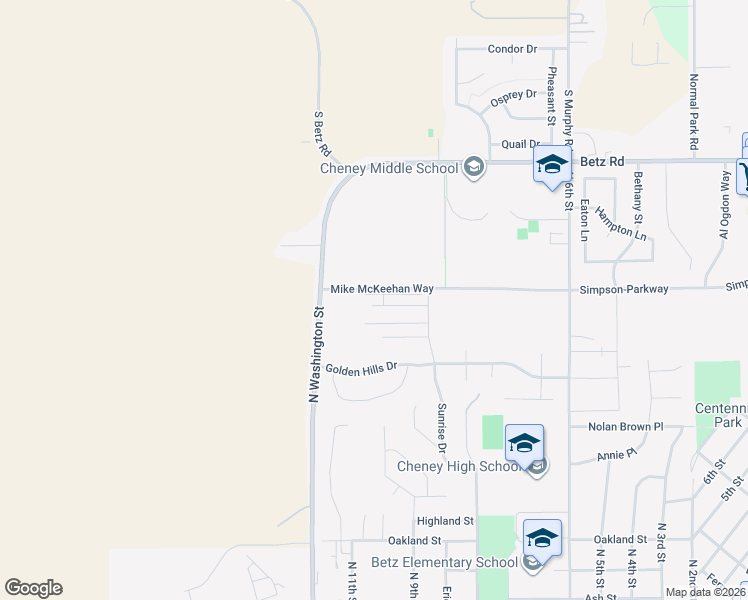 map of restaurants, bars, coffee shops, grocery stores, and more near in Cheney