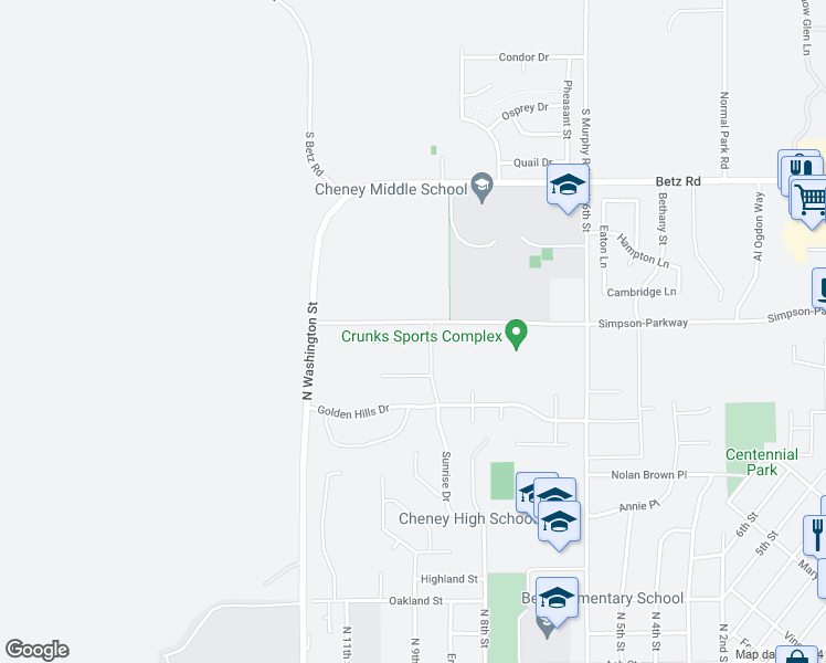 map of restaurants, bars, coffee shops, grocery stores, and more near in Cheney