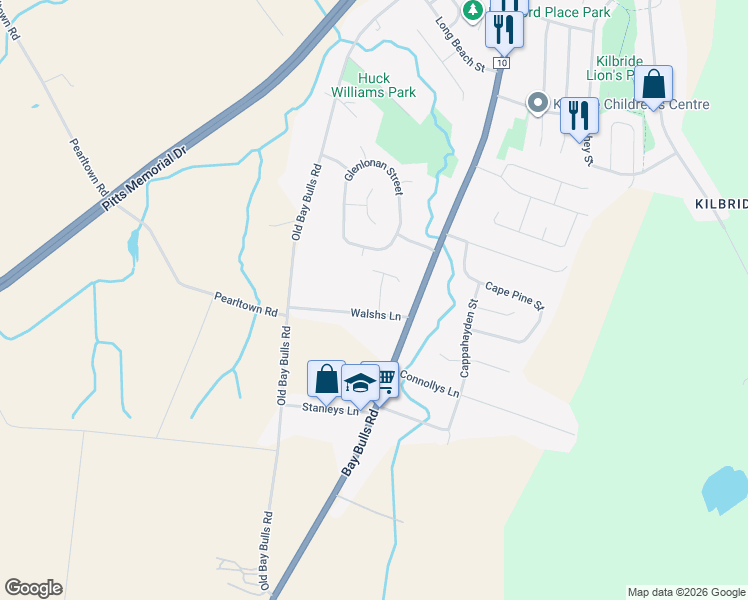 map of restaurants, bars, coffee shops, grocery stores, and more near 5 Bawnmoor Street in St. John's