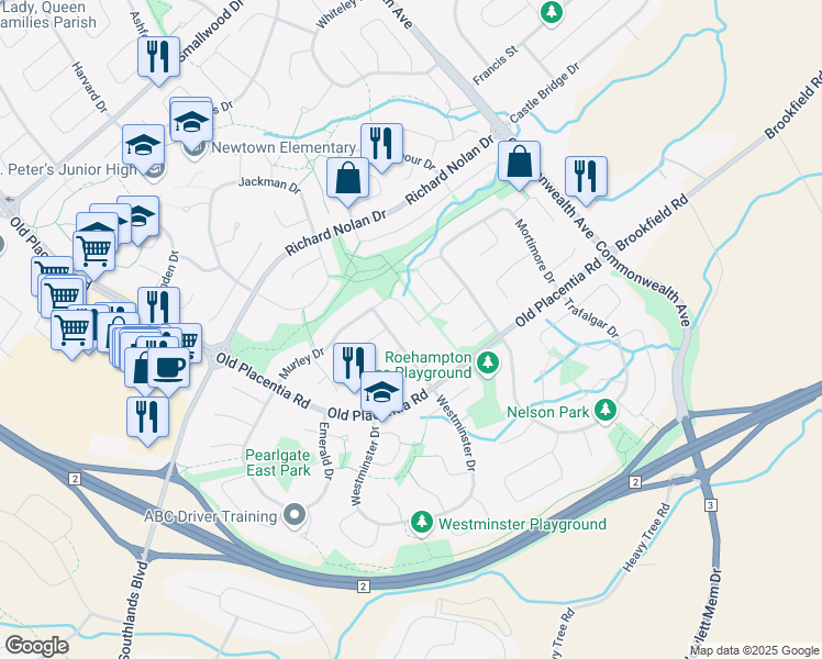 map of restaurants, bars, coffee shops, grocery stores, and more near 38 Murley Drive in Mount Pearl